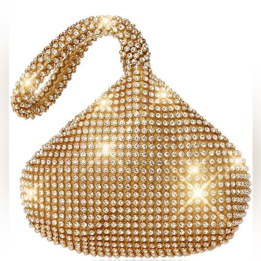 Gold Triangle Bling Rhinestone Luxury Purse Clutch for Evening Party Wedding